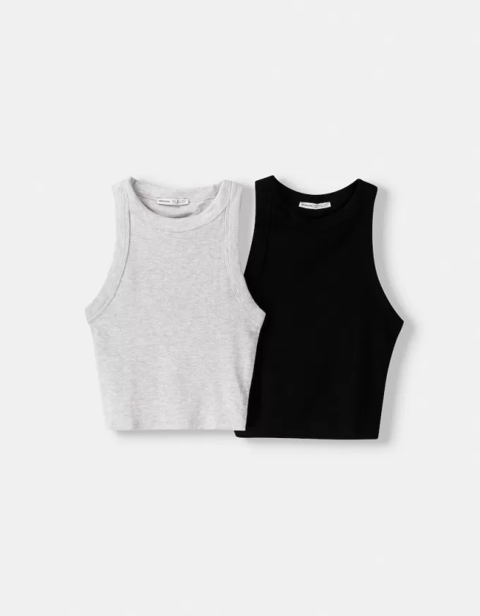 2-pack ärmlösa ribbade T-shirts 2-pack ärmlösa ribbade T-shirts
