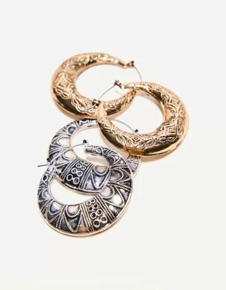 2-pack boho hoop örhängen