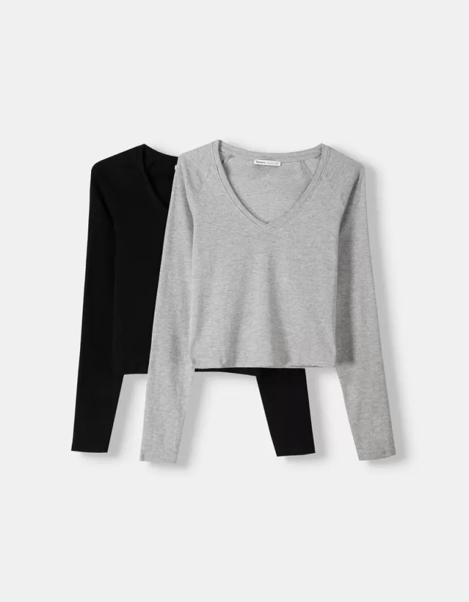 2-pack långärmade V-ringade T-shirts 2-pack långärmade V-ringade T-shirts
