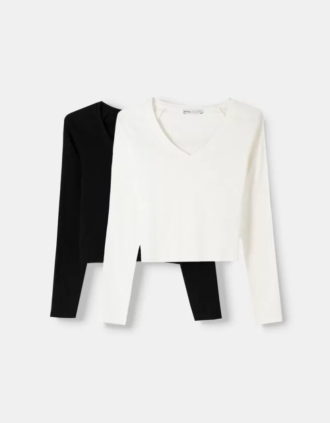 2-pack långärmade V-ringade T-shirts 2-pack långärmade V-ringade T-shirts