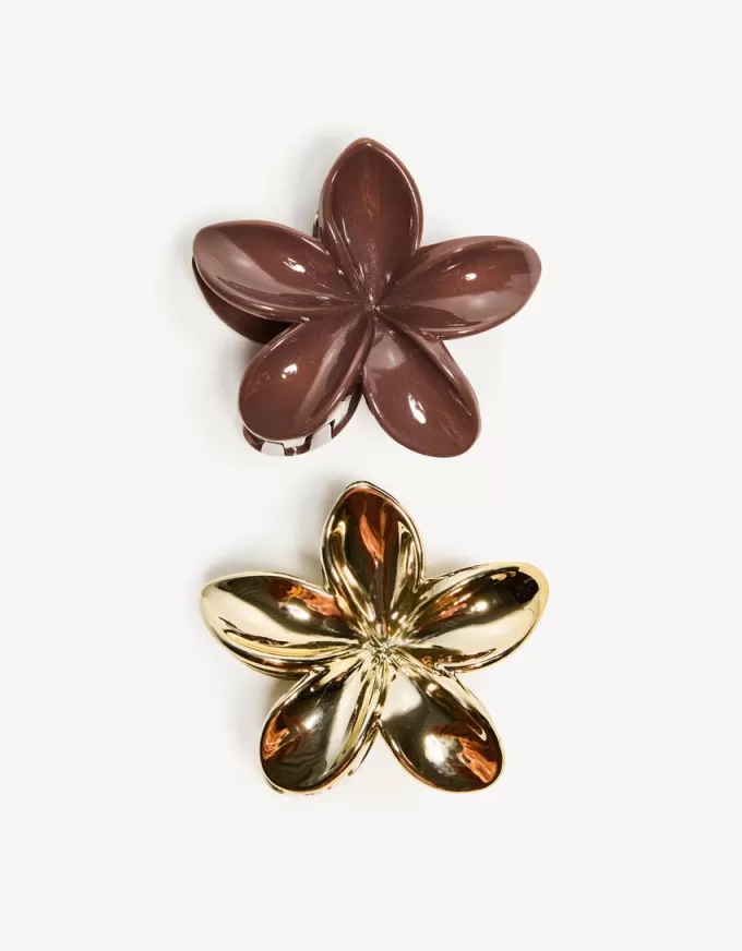 2-pack med metalliska blomma hårspännen 2-pack med metalliska blomma hårspännen