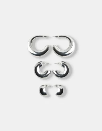 3-pack chunky hoop örhängen