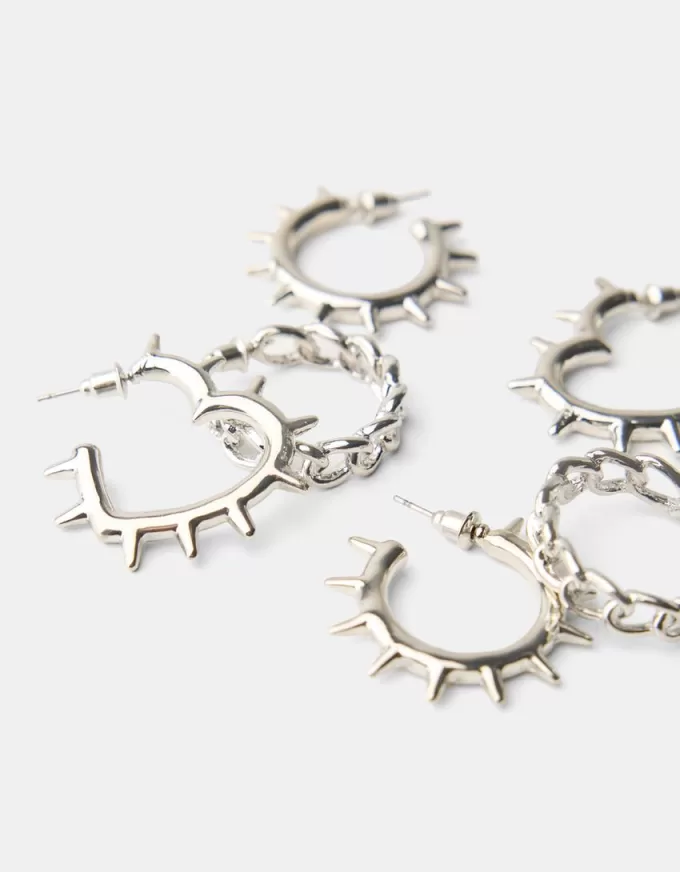 3-pack med grunge hoop örhängen 3-pack med grunge hoop örhängen