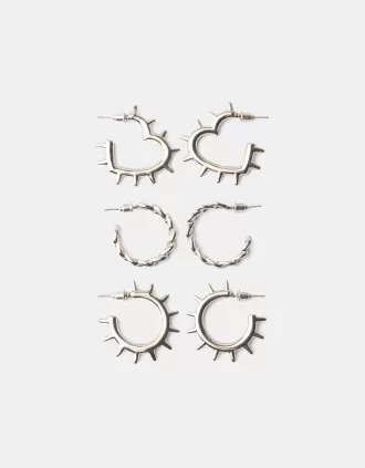 3-pack med grunge hoop örhängen