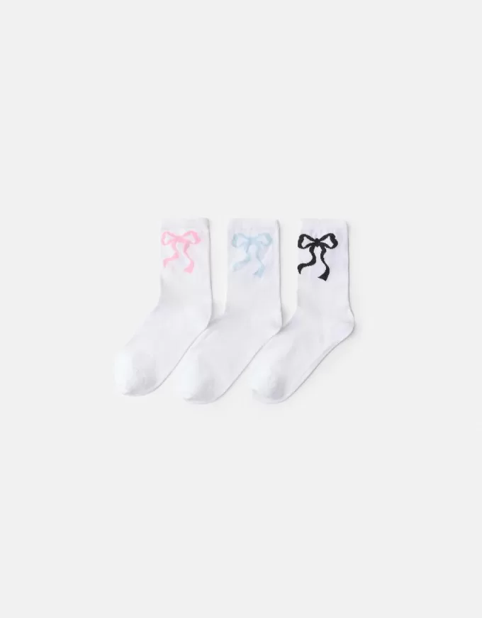 3-pack rosettstrumpor