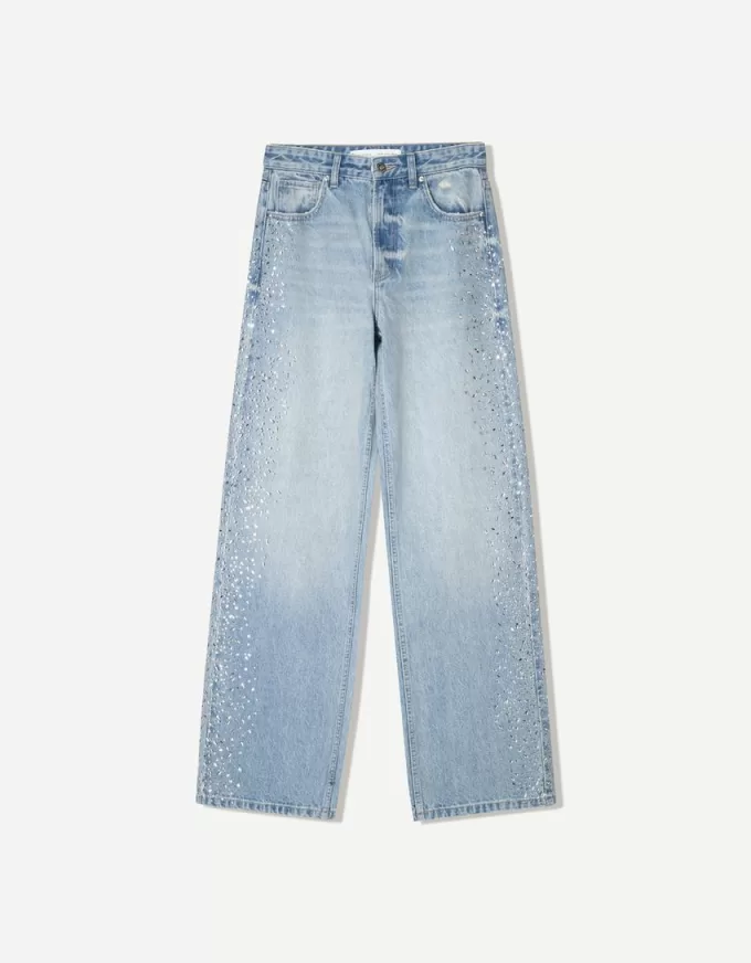 90-tals strassjeans med vida ben 90-tals strassjeans med vida ben