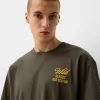 Avslappnad passform kortärmad broderad T-shirt Avslappnad passform kortärmad broderad T-shirt