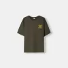Avslappnad passform kortärmad broderad T-shirt Avslappnad passform kortärmad broderad T-shirt
