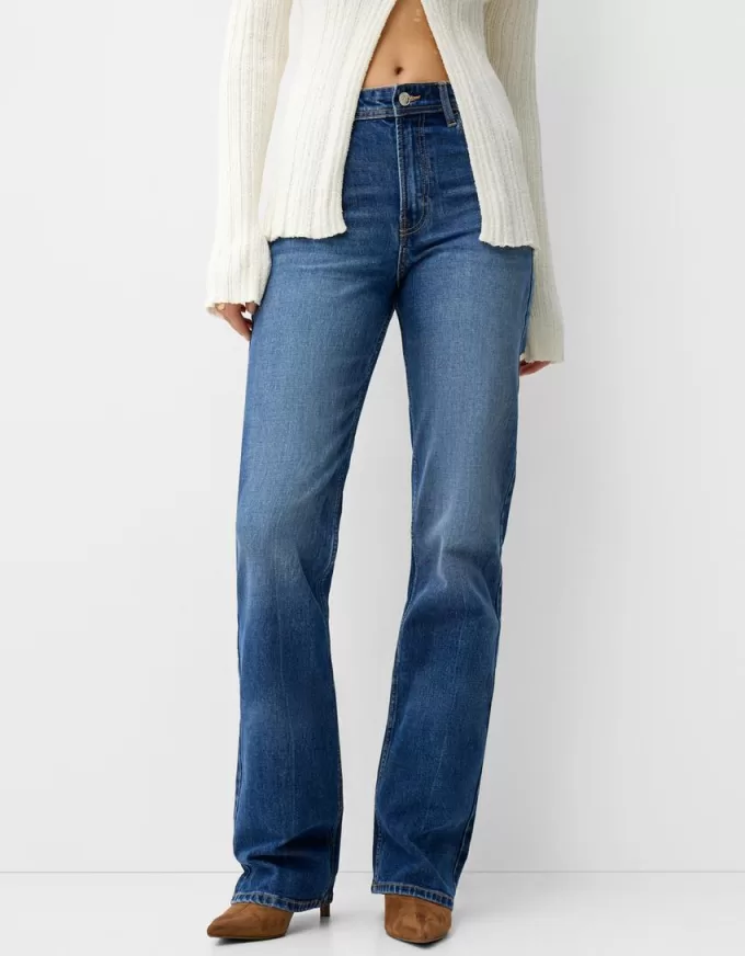 Avslappnade jeans med rak passform med hög midja Avslappnade jeans med rak passform med hög midja