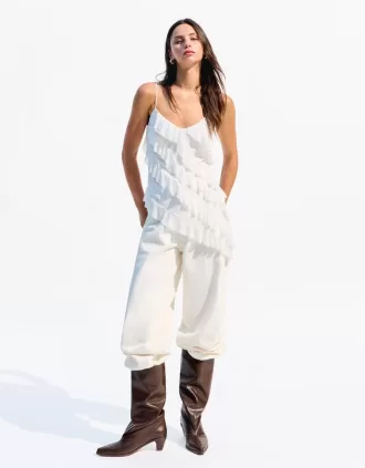 BERSHKA SERIEN asymmetrisk volang topp