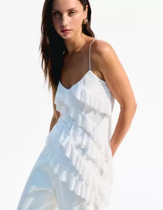 BERSHKA SERIEN asymmetrisk volang topp