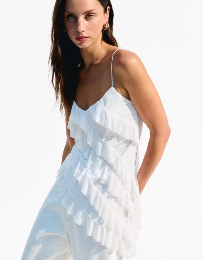 BERSHKA SERIEN asymmetrisk volang topp BERSHKA SERIEN asymmetrisk volang topp