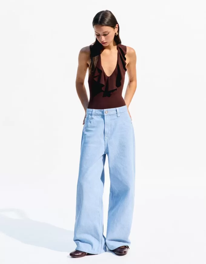 BERSHKA SERIEN draperad body med remmar BERSHKA SERIEN draperad body med remmar