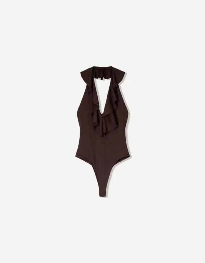 BERSHKA SERIEN draperad body med remmar BERSHKA SERIEN draperad body med remmar