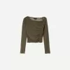BERSHKA SERIEN långärmad T-shirt i tyll med rynkad tyll BERSHKA SERIEN långärmad T-shirt i tyll med rynkad tyll