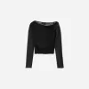 BERSHKA SERIEN långärmad T-shirt i tyll med rynkad tyll BERSHKA SERIEN långärmad T-shirt i tyll med rynkad tyll