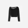 BERSHKA SERIEN långärmad T-shirt i tyll med rynkad tyll BERSHKA SERIEN långärmad T-shirt i tyll med rynkad tyll