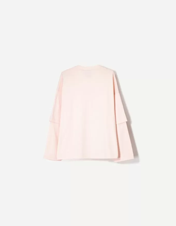 BERSHKA-SERIEN tryckt dubbelärmad T-shirt BERSHKA-SERIEN tryckt dubbelärmad T-shirt