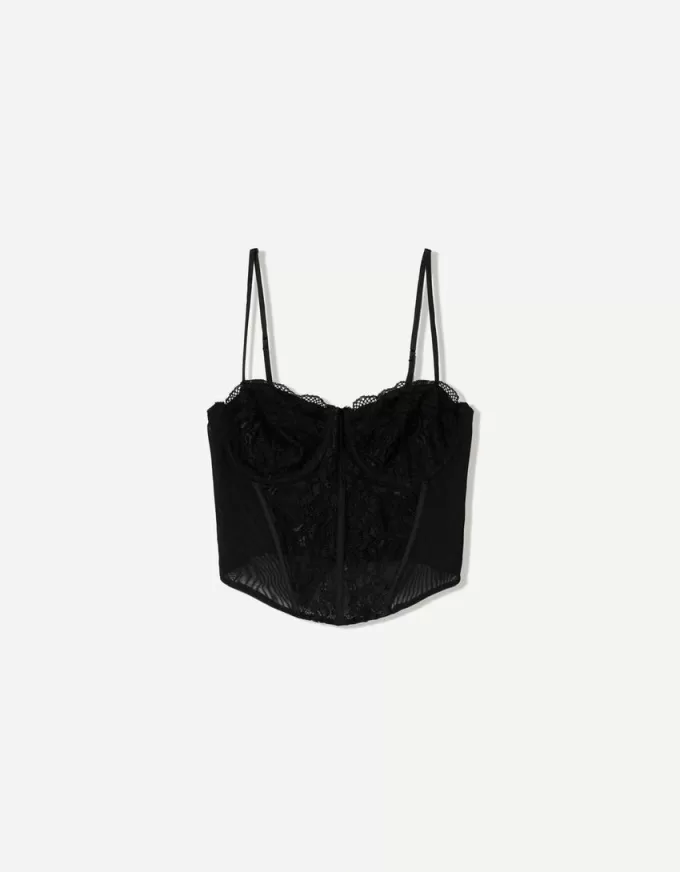 BERSHKA SERIES korsetttopp i spets BERSHKA SERIES korsetttopp i spets