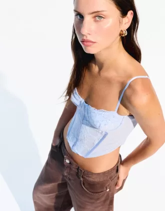 BERSHKA SERIES korsetttopp i spets