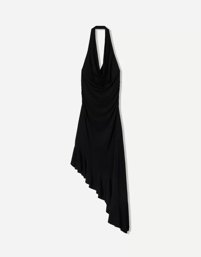 BERSHKA SERIES midiklänning med asymmetrisk fåll BERSHKA SERIES midiklänning med asymmetrisk fåll