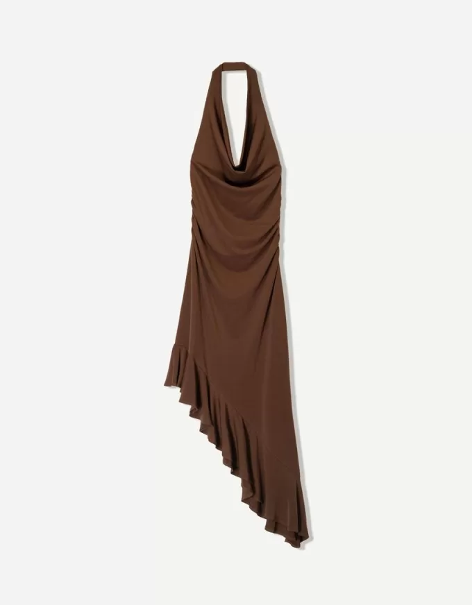 BERSHKA SERIES midiklänning med asymmetrisk fåll BERSHKA SERIES midiklänning med asymmetrisk fåll