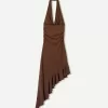 BERSHKA SERIES midiklänning med asymmetrisk fåll BERSHKA SERIES midiklänning med asymmetrisk fåll