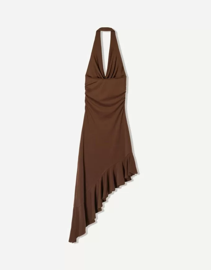 BERSHKA SERIES midiklänning med asymmetrisk fåll BERSHKA SERIES midiklänning med asymmetrisk fåll