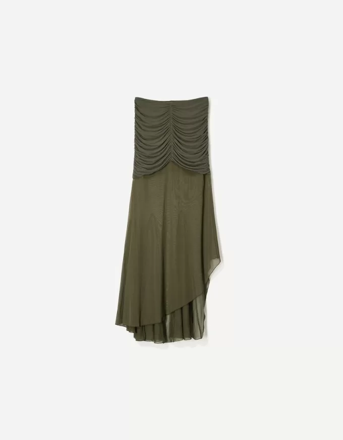 BERSHKA SERIES rynkad midikjol i tyll BERSHKA SERIES rynkad midikjol i tyll