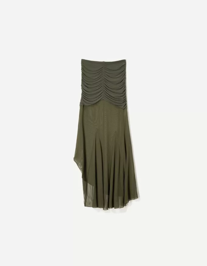 BERSHKA SERIES rynkad midikjol i tyll BERSHKA SERIES rynkad midikjol i tyll