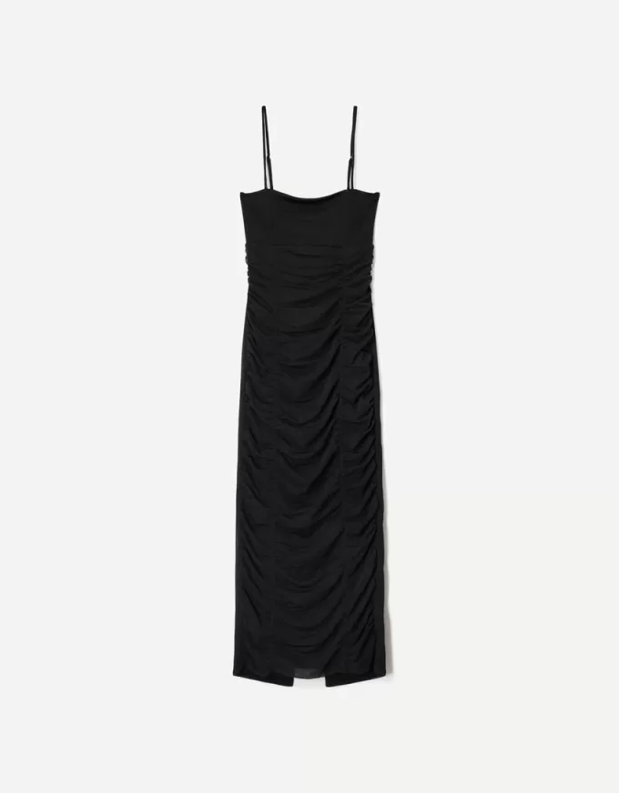 BERSHKA SERIES rynkad midiklänning BERSHKA SERIES rynkad midiklänning