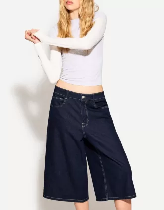 Baggy denim bermudashorts