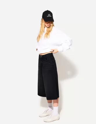 Baggy denim bermudashorts