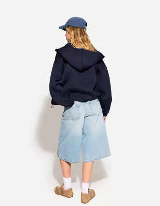 Baggy denim bermudashorts