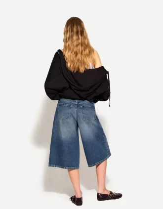 Baggy denim bermudashorts