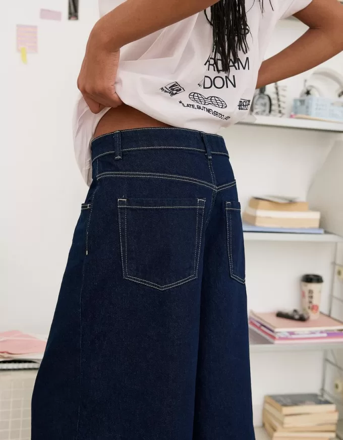 Baggy denim bermudashorts