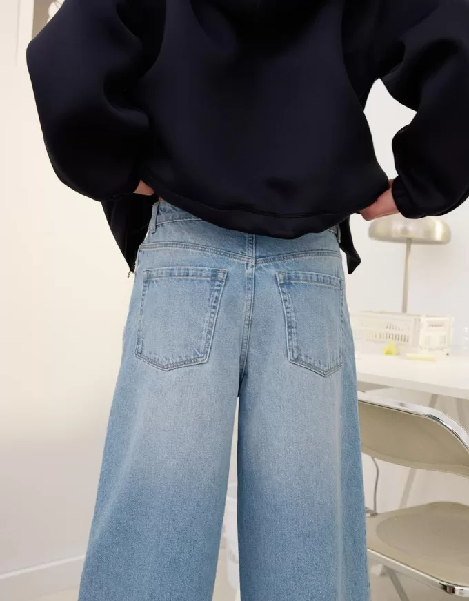 Baggy denim bermudashorts