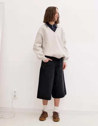 Baggy denim bermudashorts
