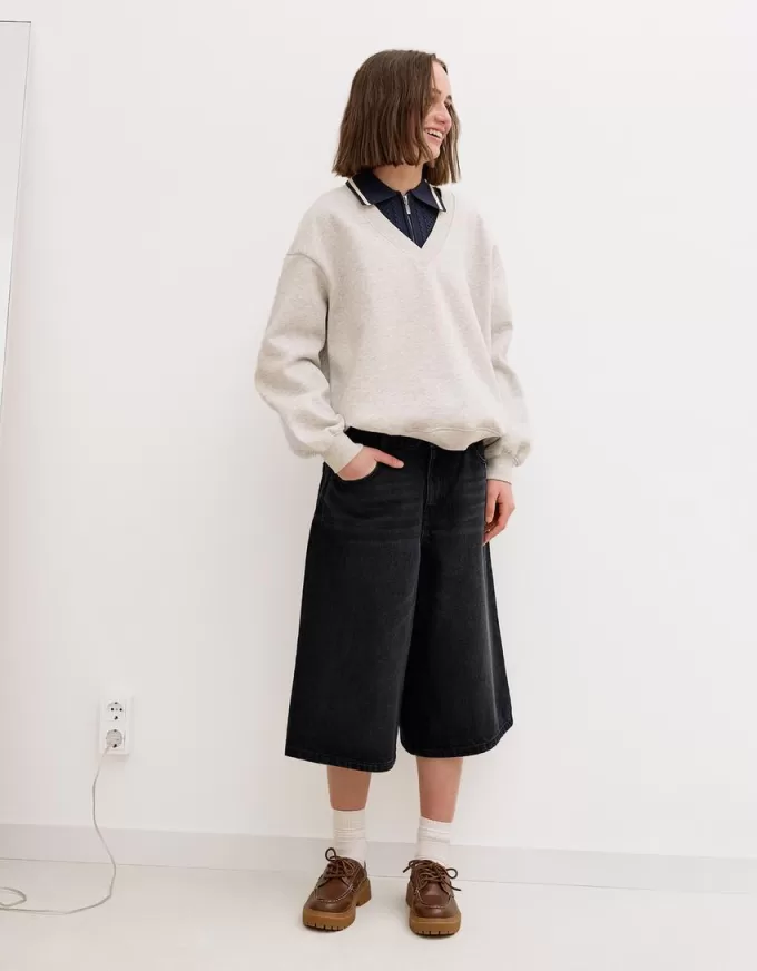 Baggy denim bermudashorts