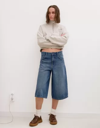 Baggy denim bermudashorts