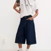Baggy denim bermudashorts