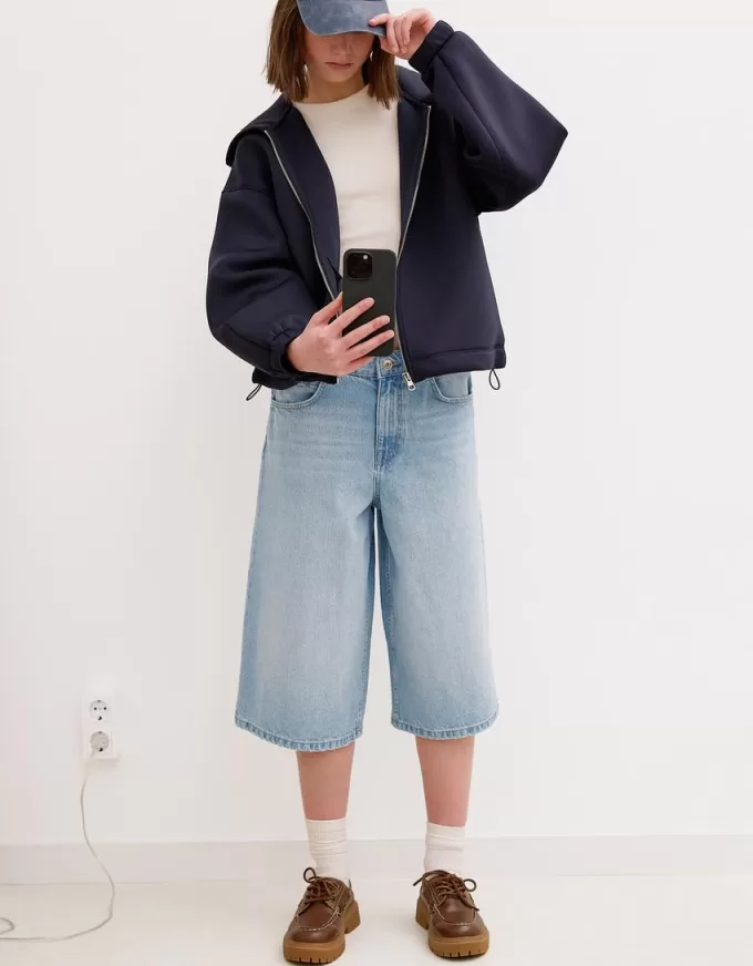 Baggy denim bermudashorts
