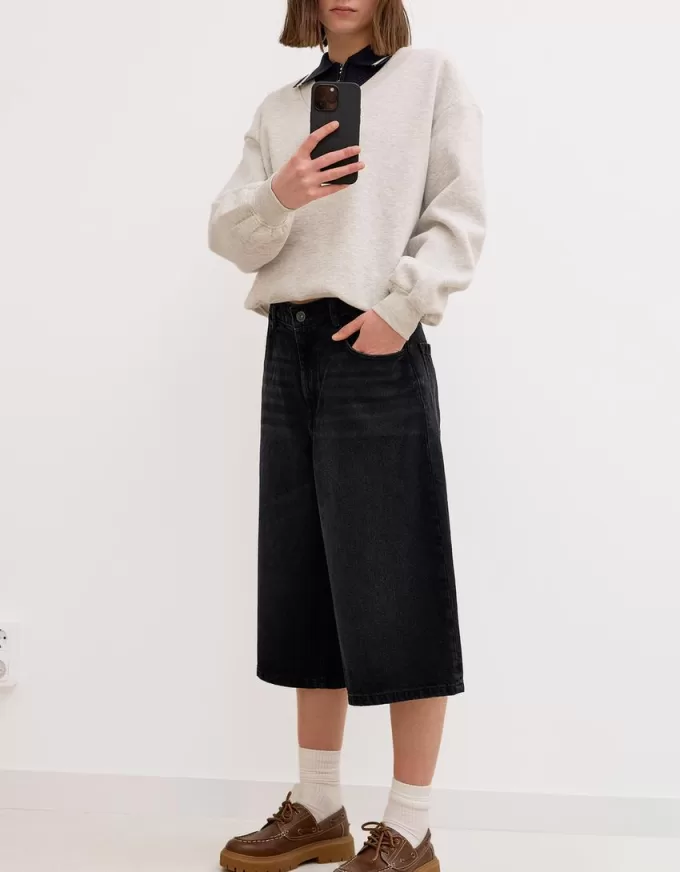 Baggy denim bermudashorts