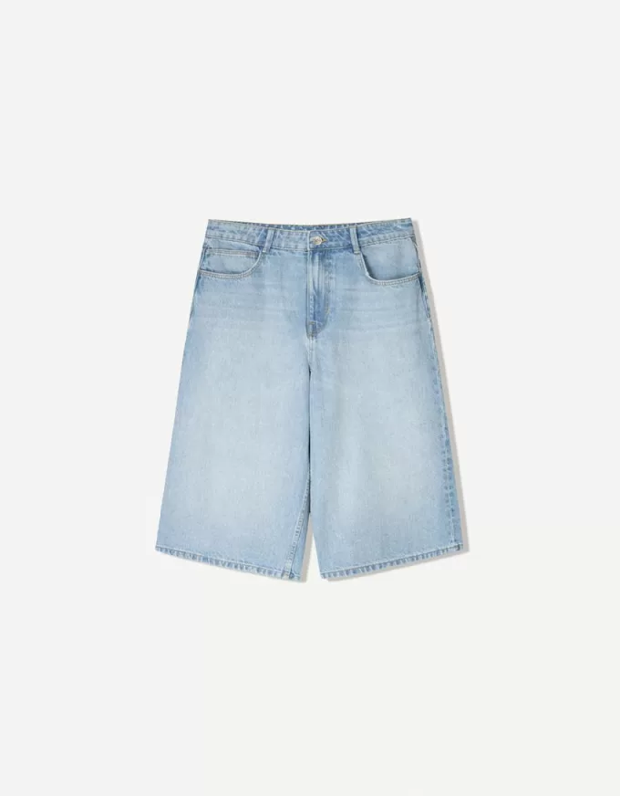 Baggy denim bermudashorts