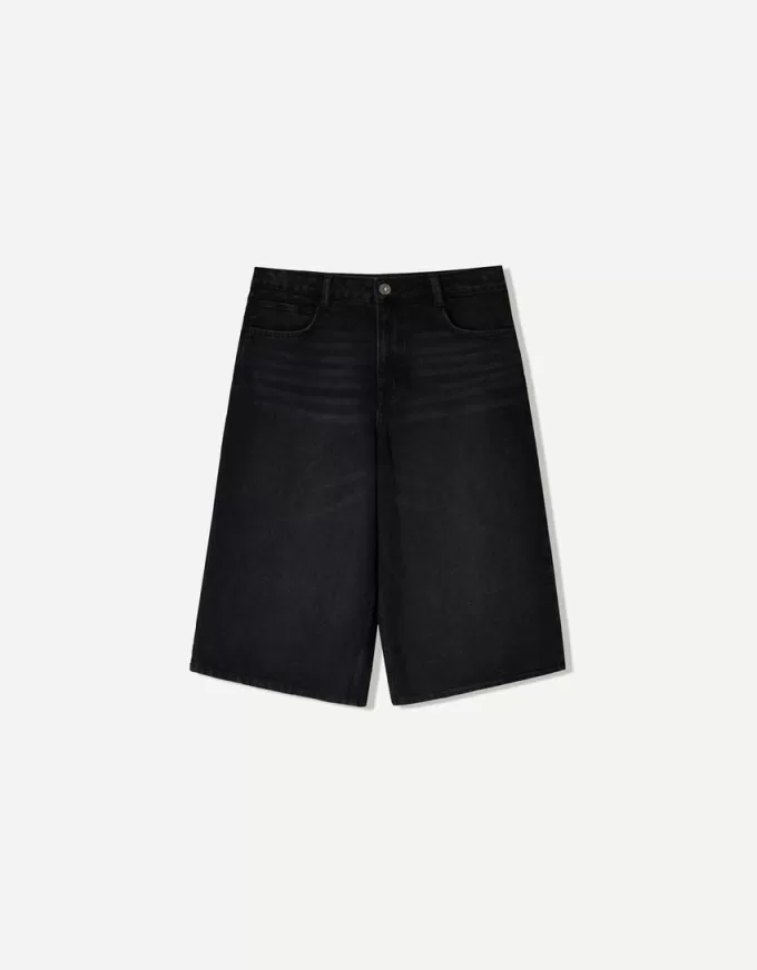 Baggy denim bermudashorts