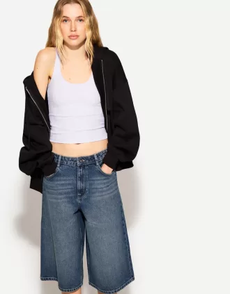 Baggy denim bermudashorts