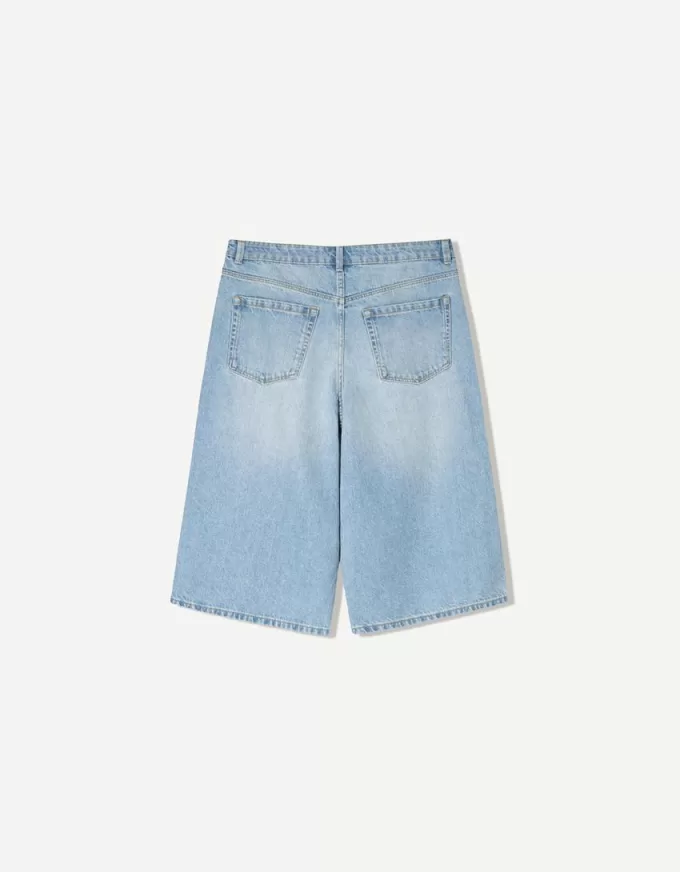 Baggy denim bermudashorts