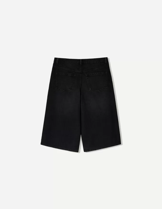 Baggy denim bermudashorts