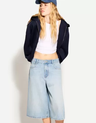 Baggy denim bermudashorts