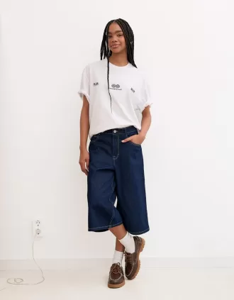 Baggy denim bermudashorts